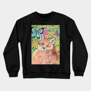 Fox in the flowers Crewneck Sweatshirt